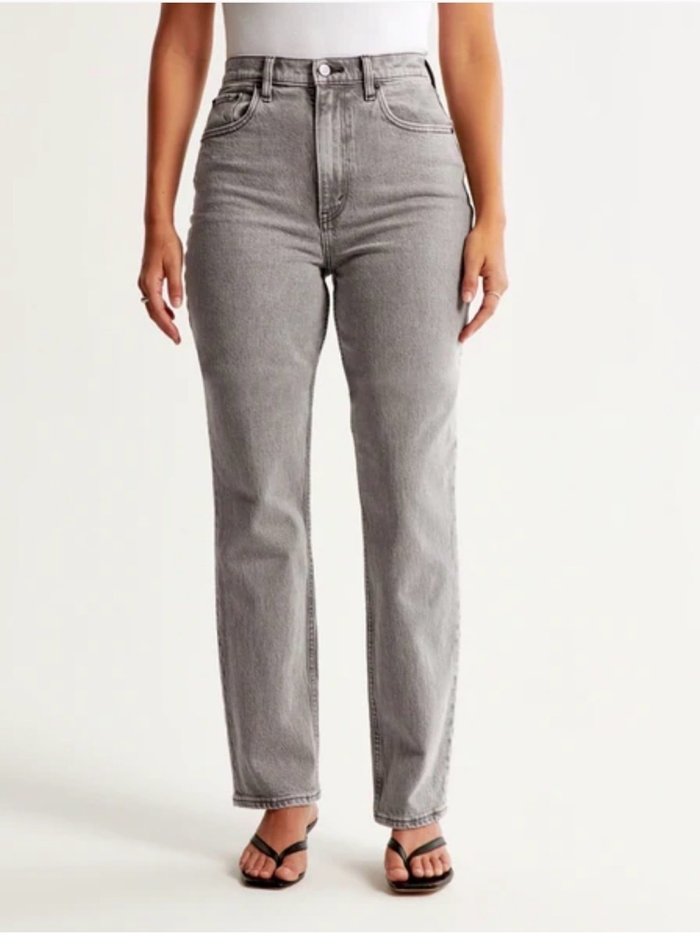 Abercrombie Curve Love 90s Straight Ultra High Rise Gray Jeans Size 27